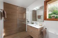 a bathroom with a sink and a shower at Chalet Son Gomila in the North of Mallorca in Cielo de Bonaire 