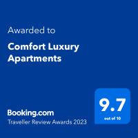 Certifikát, hodnocení, plakát nebo jiný dokument vystavený v ubytování Comfort Luxury Apartments