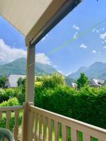 a balcony with a view of a mountain range at JV APPART** 5 Pers 5mn Luz 15 mn Ardiden in Luz-Saint-Sauveur