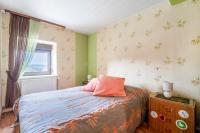 a bedroom with a bed with an orange pillow and a window at Maison de 3 chambres avec jardin clos et wifi a Dabo in Dabo