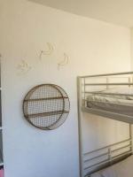 a room with bunk beds and a wall with bird decals at Appartement A confortable et lumineux in Neufchâtel-Hardelot