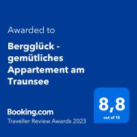 Certifikát, ocenenie alebo iný dokument vystavený v ubytovaní Bergglück - gemütliches Appartement am Traunsee
