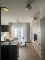 Televízia a/alebo spoločenská miestnosť v ubytovaní Apartament przy Karmelu