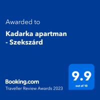 Certifikát, ocenenie alebo iný dokument vystavený v ubytovaní Kadarka apartman - Szekszárd
