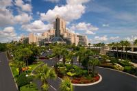 a view of a city with palm trees and buildings at Orlando World Center Marriott in Orlando