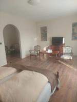Televízia a/alebo spoločenská miestnosť v ubytovaní Hotel Panorama