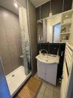a small bathroom with a sink and a shower at T2 au cœur de la nature de Digne in Digne-les-Bains