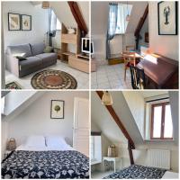 a collage of photos of a bedroom and a living room at Résidence Ti An Amiral in Bénodet