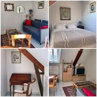 a collage of photos of a bedroom and a living room at Résidence Ti An Amiral in Bénodet