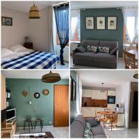 four different views of a bedroom and a living room at Résidence Ti An Amiral in Bénodet