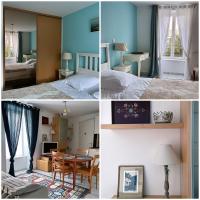 a collage of four pictures of a bedroom and a room at Résidence Ti An Amiral in Bénodet