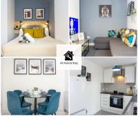 Un collage de fotos de un dormitorio y una sala de estar. en Heyes House - Air Host &amp; Stay - Free parking - Contractor Friendly, en Liverpool
