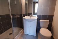a bathroom with a sink and a toilet and a shower at Vaste appartement avec vue sur la Vienne in Chinon