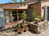 a bunch of potted plants sitting outside of a house at Campagne Salettes in Lorgues