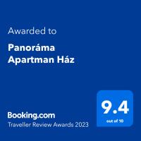 Certifikát, ocenenie alebo iný dokument vystavený v ubytovaní Panoráma Apartman Ház