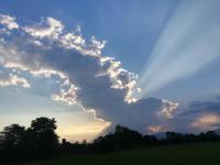The sunrise or sunset as seen from a vendégházakat or nearby