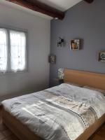 1 dormitorio con 1 cama en una habitación con ventana en Maison avec jacuzzi, en Istres