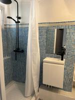 a bathroom with a shower with a toilet and a sink at L&#39;Auberge Espagnole - Bed &amp; Breakfast in Apt