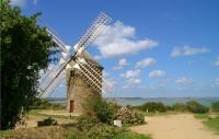 a windmill sitting on top of a field at Awesome Home In Paimpol With Kitchen in Paimpol