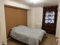 a bedroom with a bed and a window at Charmant logement rénové dans l’hyper centre in Auxerre