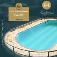 Una piscina con un cartel que dice refermontus jaquetos aquarius en Hotel Montanus, en Nova Friburgo