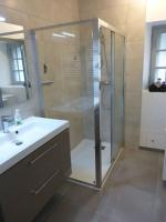a bathroom with a shower and a sink at Malouinette in Saint Malo