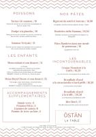 eine Seite aus der Speisekarte des Métis-Cafés in der Unterkunft Ostan Hôtel Boutique in Roquebillière