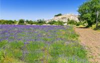a field of purple flowers with buildings in the background at Amazing Home In Lapalud With Outdoor Swimming Pool, Wifi And Private Swimming Pool in Lapalud