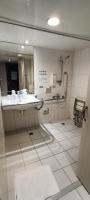 a bathroom with a shower and a sink at Palmer Hotel in Taichung