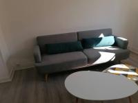 a living room with a couch and a table at Appartement meublé proche du centre - Wifi&#47;Parking in Clermont-Ferrand