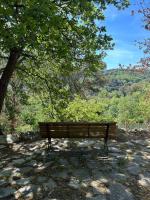 a bench sitting under a tree in a park at Maison Amandre en Pleine Nature - Mas Lou Castanea in Collobrières