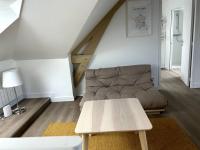 a living room with a couch and a table at Charmant appartement chez Pat in Caen
