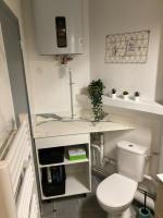 a bathroom with a white toilet and a sink at Studio de charme centre-ville Rouen beauvoisine in Rouen