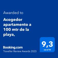 Certifikát, hodnocení, plakát nebo jiný dokument vystavený v ubytování Acogedor apartamento a 100 mtr de la playa, 1 dormitorio y salón con sofá cama