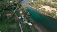 an aerial view of a house next to a river at Vikendica pored Drine Foča in Handići