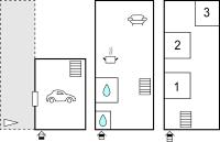 two diagrams of a house with a car at Amazing Home In Essertines-en-chtelne With 3 Bedrooms in Essertines-en-Châtelneuf