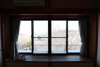 旅館から撮影された、または一般的な山の景色