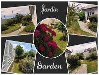 a collage of photos of a garden with flowers at Maison de plein pied, 80m2, 2 ch., jardin clos in Quiberon