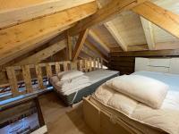 a room with two beds and a tv in it at La cabane de dany in La Bresse