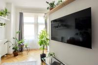 Televízia a/alebo spoločenská miestnosť v ubytovaní Dohany Design Apartments