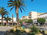 a city street with palm trees and buildings at Apartment Les Lavandiers by Interhome in Cavalaire-sur-Mer