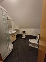 a bathroom with a sink and a toilet at Guest house Wolf II in Plitvička Jezera