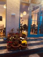 een groep potplanten op de trap bij Faraway Cottages, Auli in Joshimath