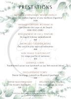 a menu for a restaurant with flowers and leaves at BIOTY CHILL &amp; SPA in Le Blanc-Mesnil