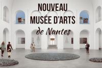 a group of people in an art museum with the text november musee at Un jardin en ville in Nantes