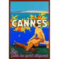 a poster of a woman sitting on a bench at Palais Miramar - Suite White Jardin - 20m Plage in Cannes