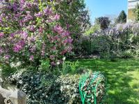 a garden with purple flowers in a yard at Loft en duplex 270 m2 &amp; Jardin patio terrasse sauna in Chaville