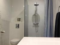 a bathroom with a shower with a toilet and a sink at Gite 65 in Chartres
