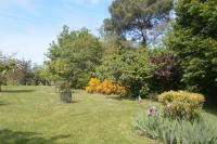 a garden with trees and flowers in the grass at Les Glycines in Saint-Pierre-de-Buzet