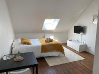 a bedroom with a bed and a skylight at Mimosa* Proche Centre-Ville et CHU*Parking in Amiens